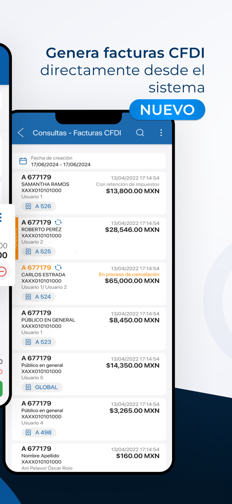 SICAR X Point of Sale - Interfaz de la aplicación SICAR X para gestionar facturas digitales CFDI.
