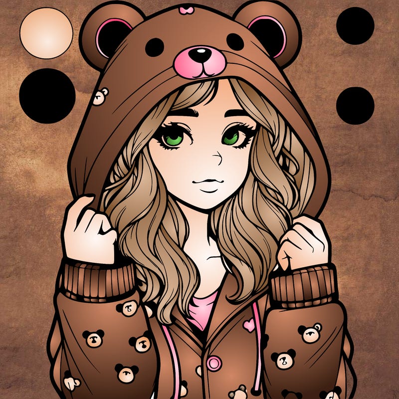 realistic girl in a animal pjs hoodie