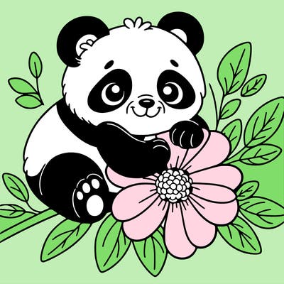 panda on flower