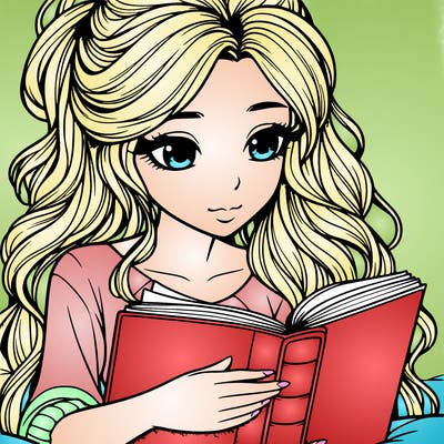 realistic girl reading a book