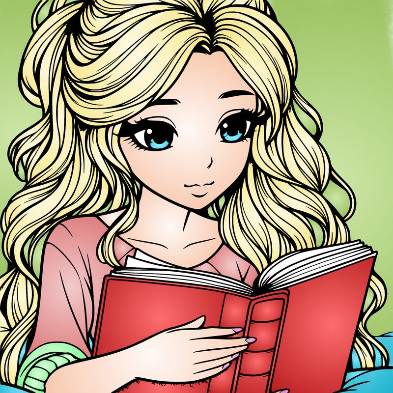 realistic girl reading a book