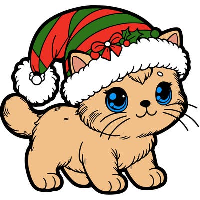 kitten with christmas hat