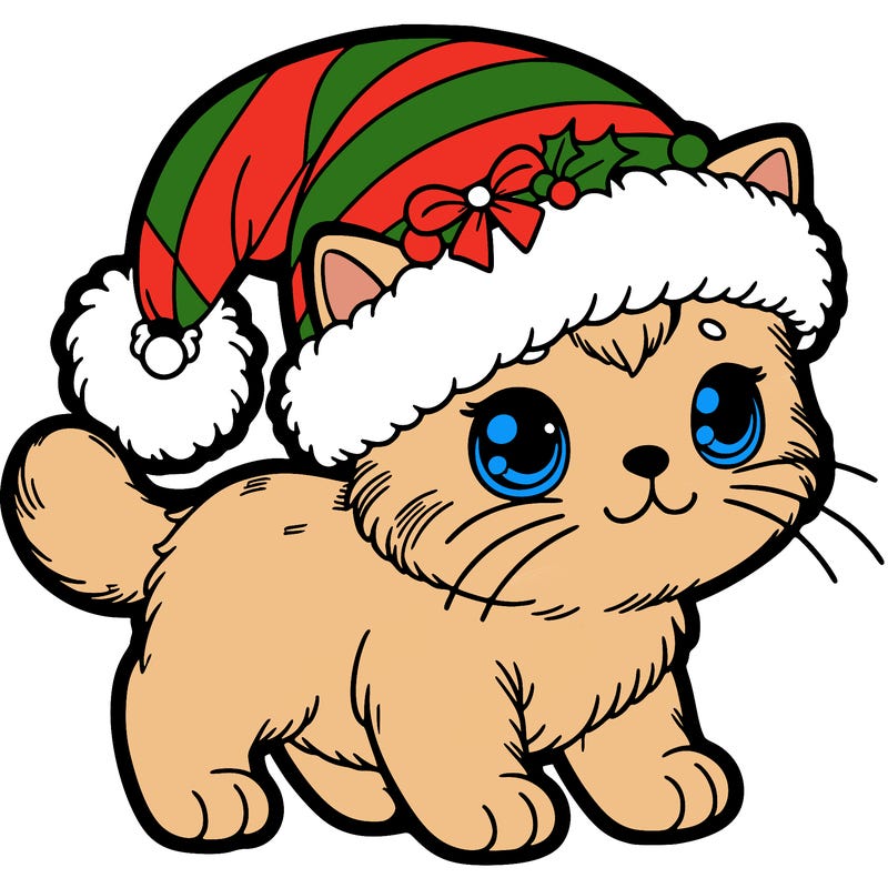 kitten with christmas hat
