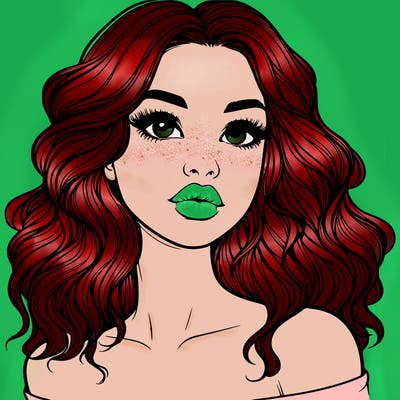 realistic girl with wavy hair and lips