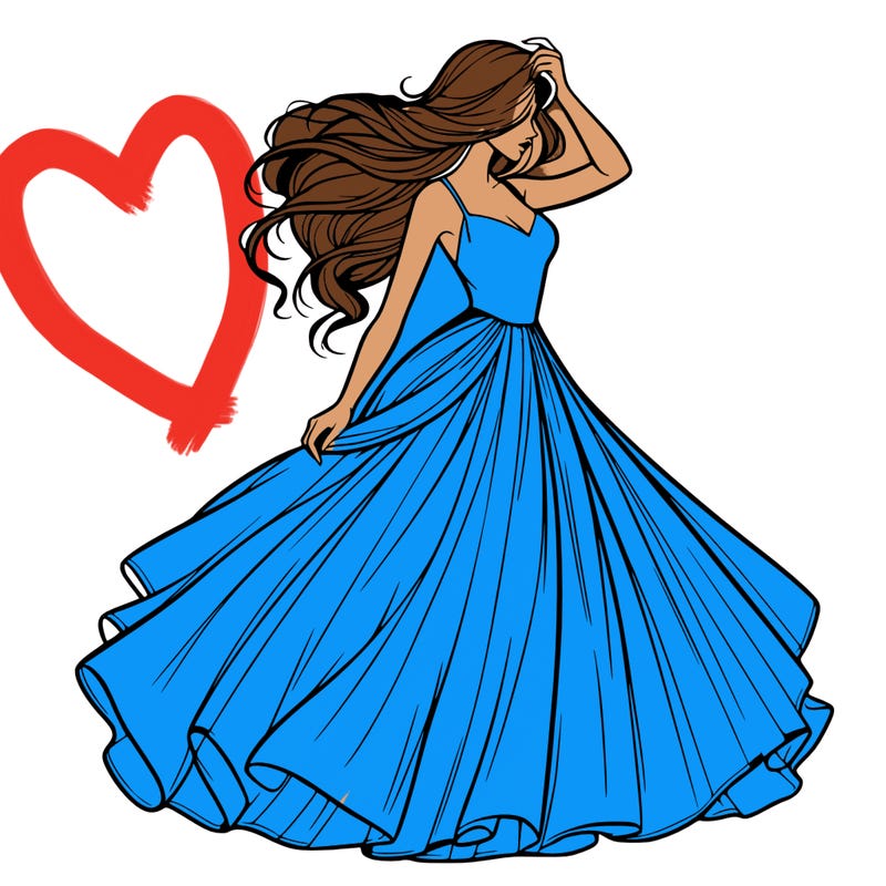 realistic woman with dress flowing in the wind