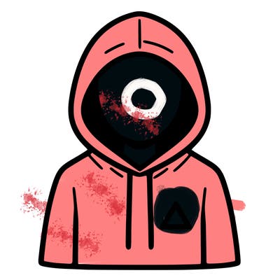 a person with non face waering a hoodie with a small triangle symbol