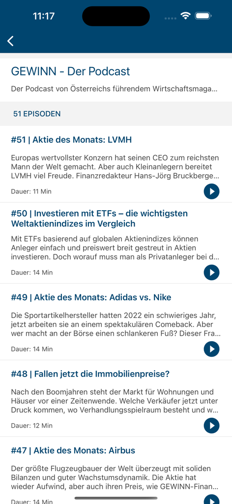 GEWINN: Das Wirtschaftsmagazin - GEWINNアプリの金融・投資ポッドキャストエピソードのリスト。今月の株、不動産トレンドなどのトピックが表示されています。