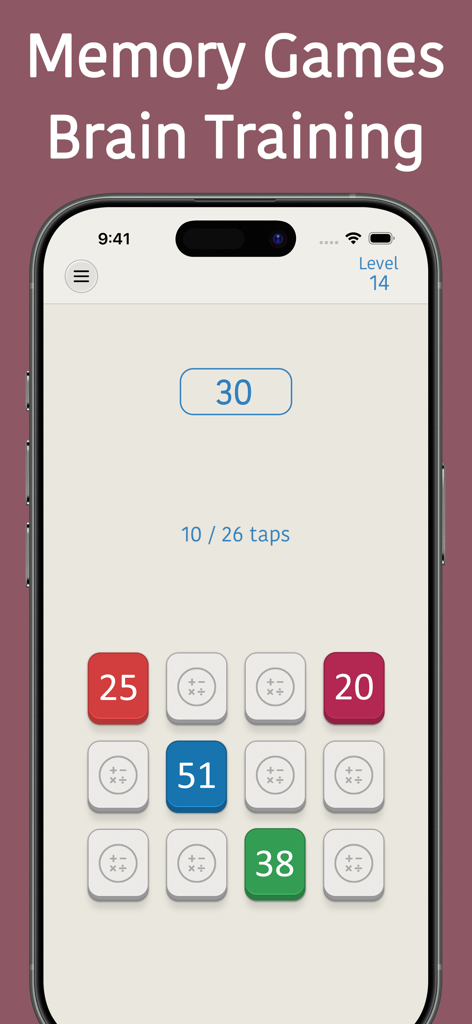 Mental Math Trainer Games - Mental Math Trainer memory game interface showing colored number cards for brain training exercise.