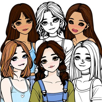 a group of girls realistic