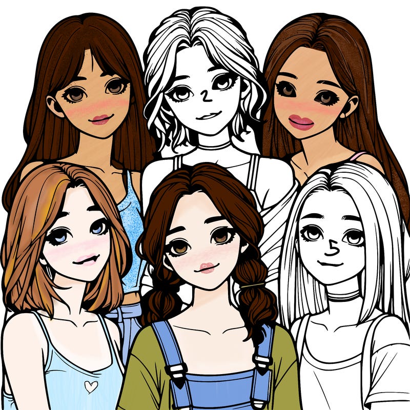 a group of girls realistic