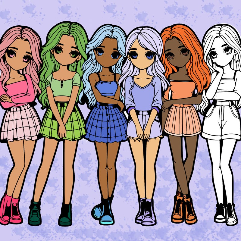 a group of girls realistic