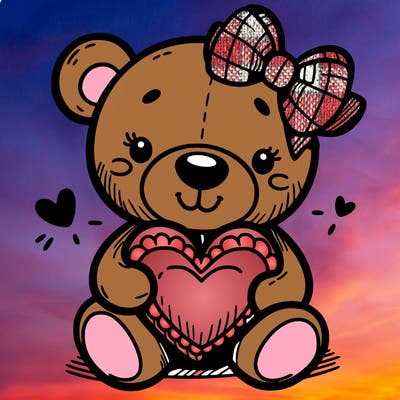 teddy bear hugging a heart
