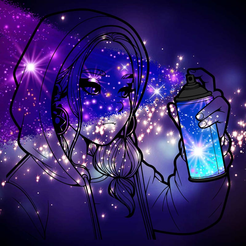 a realistic girl, spray painting