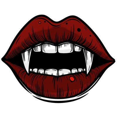 lips with vampire teeth