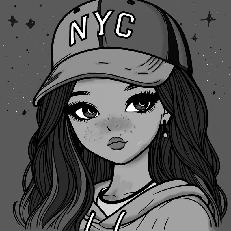 realistic girl wearing and nyc cap