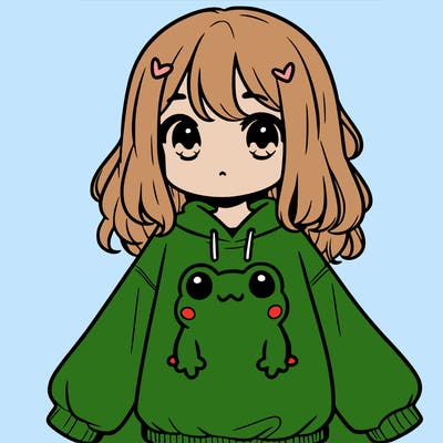 girl wearing frogging sweatshirt