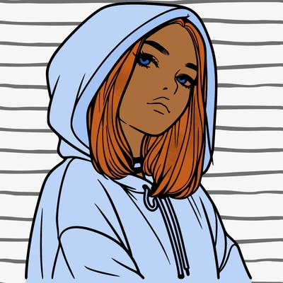 a realistic girl in a hoodie