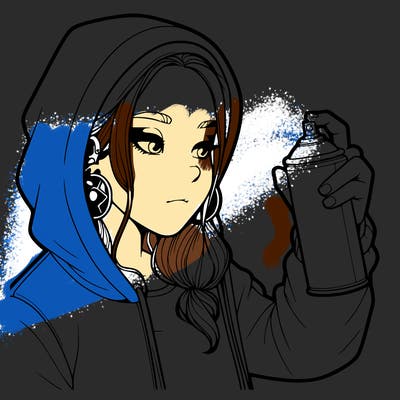 a realistic girl, spray painting