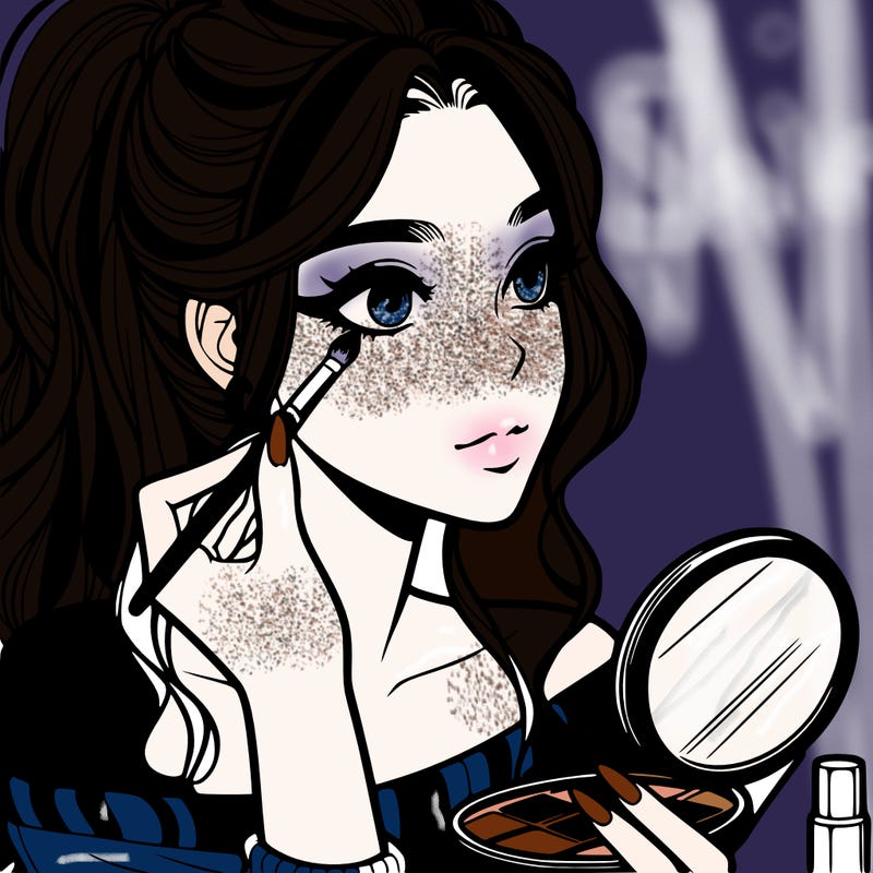a realistic girl doing her makeup