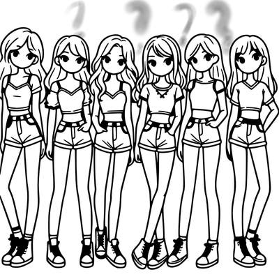 a group of girls wearing crop tops and shorts