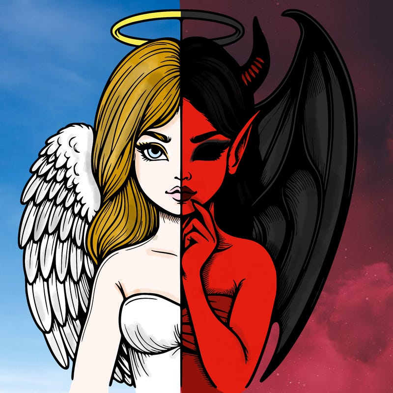 realistic angel half demon