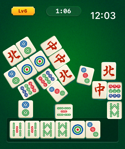 Mahjong Majong For Watch - Mahjong puzzle gameplay on a smartwatch screen with matching tiles