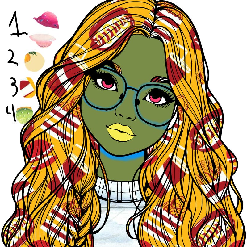 girl with long hair and freckles and glasses realistic