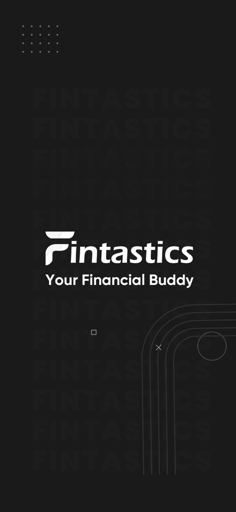 Fintastics app logo and slogan Your Financial Buddy on a dark background