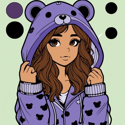 realistic girl in a animal pjs hoodie