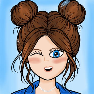 realistic girl with buns on the top of her hair