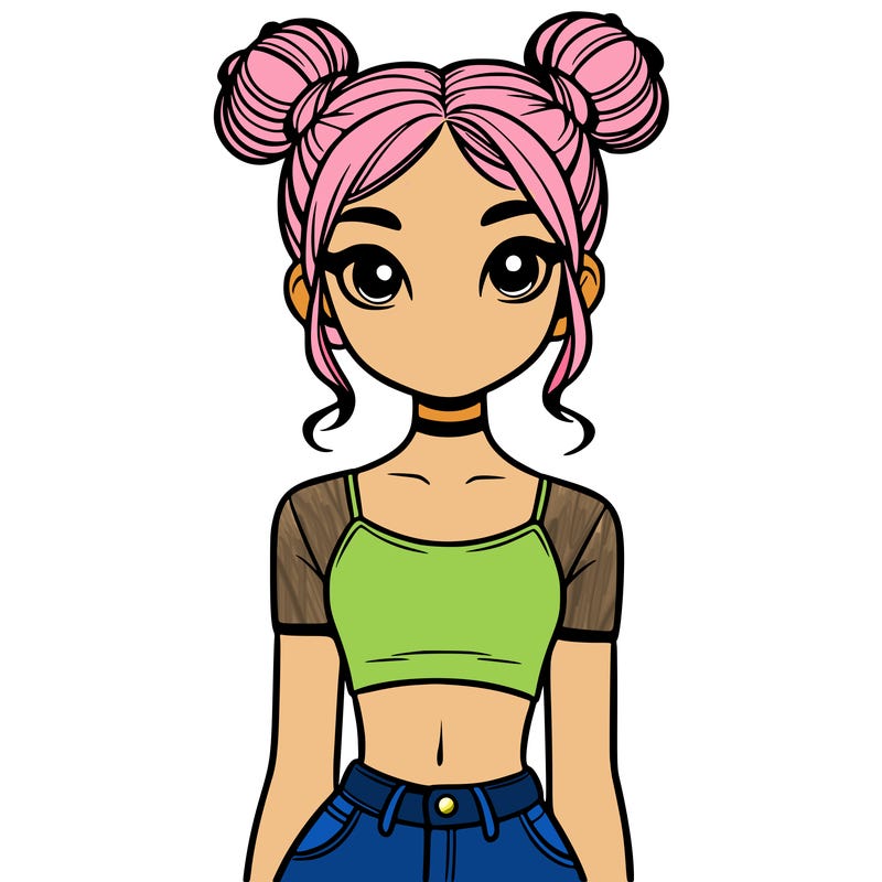 a girl with space buns and crop top