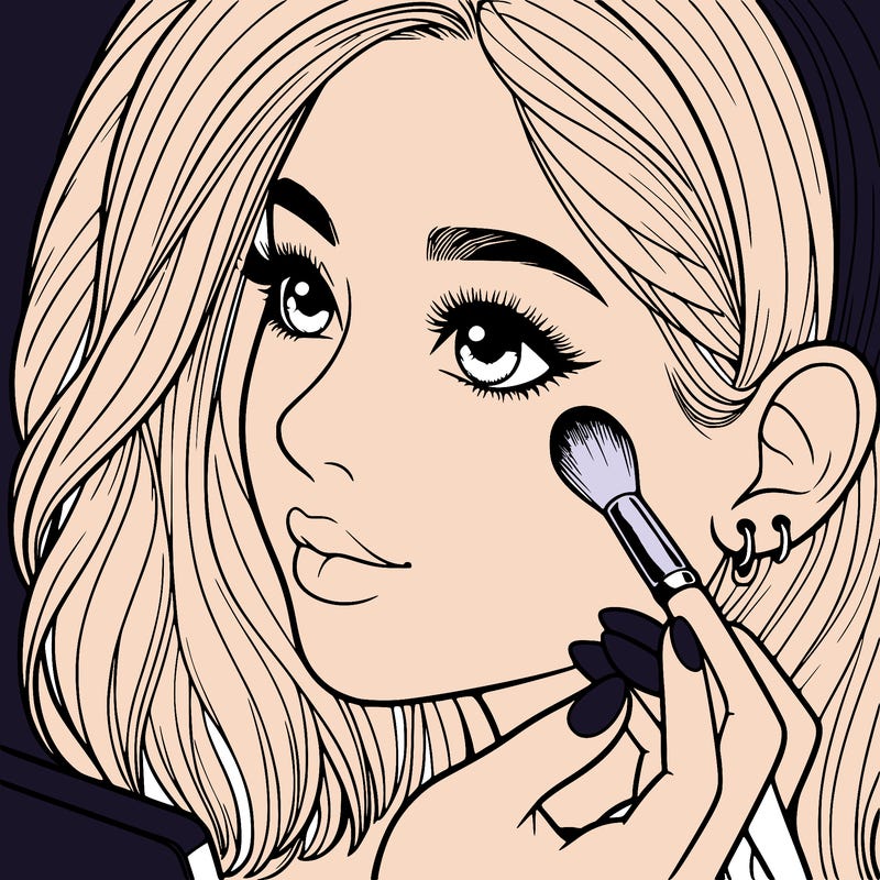 a realistic girl doing her makeup