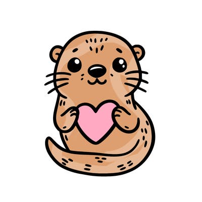 otter with a heart