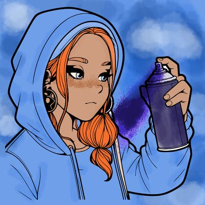 a realistic girl, spray painting