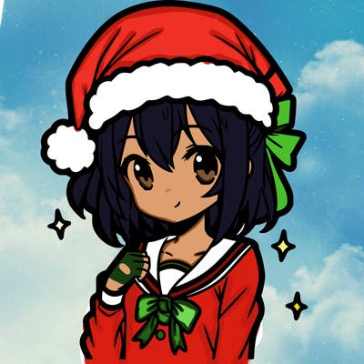 anime girl wearing a santa hat