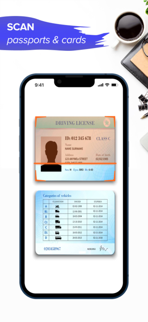 Clear Scanner - Clear Scanner app interface scanning a driving license