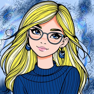 realistic girl with glasses