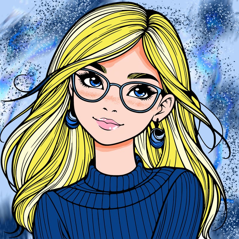 realistic girl with glasses