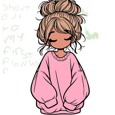 girl with baggy sweatshirt and messy bun