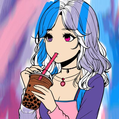 realistic girl drinking boba tea