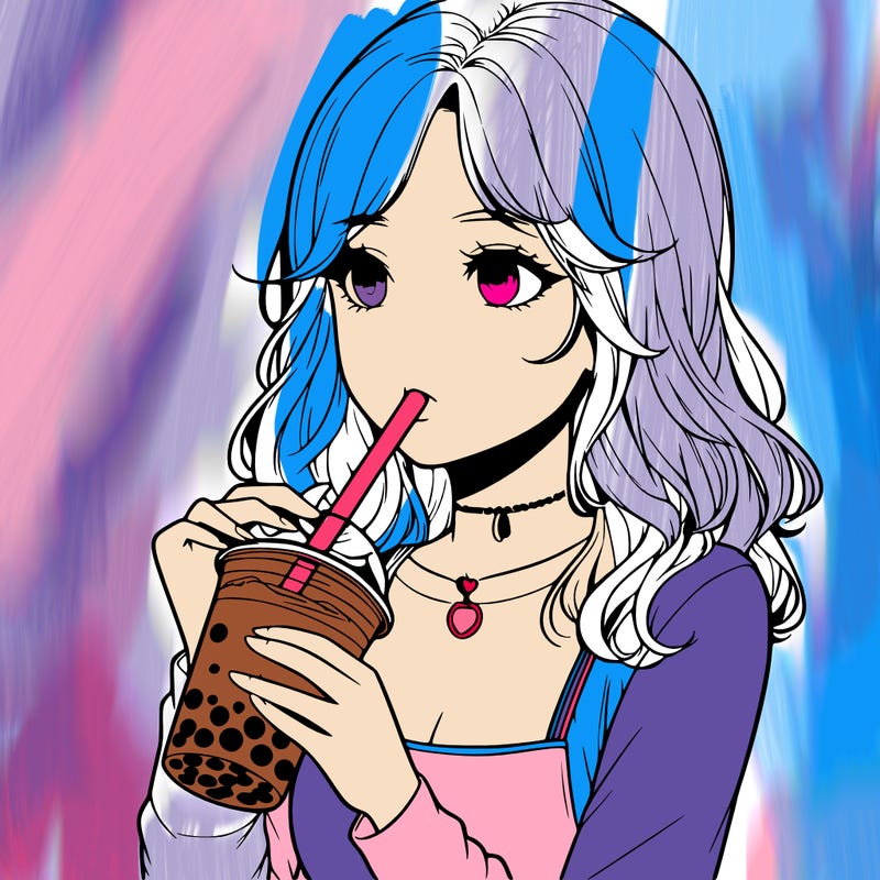 realistic girl drinking boba tea