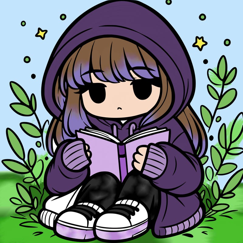 girl in oversized hoodie reading a book