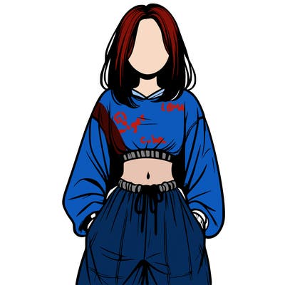 realistic girl faceless with baggy pants and a crop top