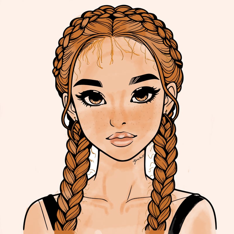 realistic girl with braids