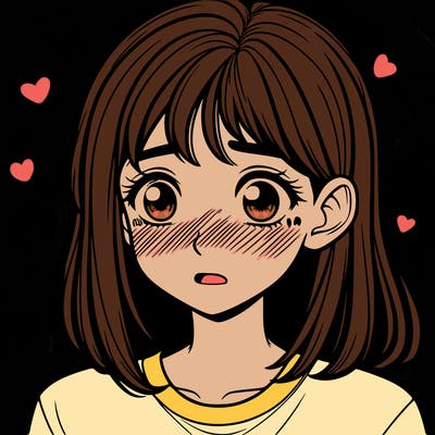 girl realistic blushing because of boy