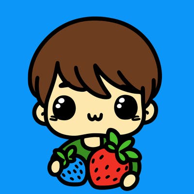 cute human with strawberry