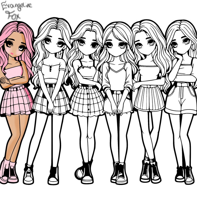 a group of girls realistic