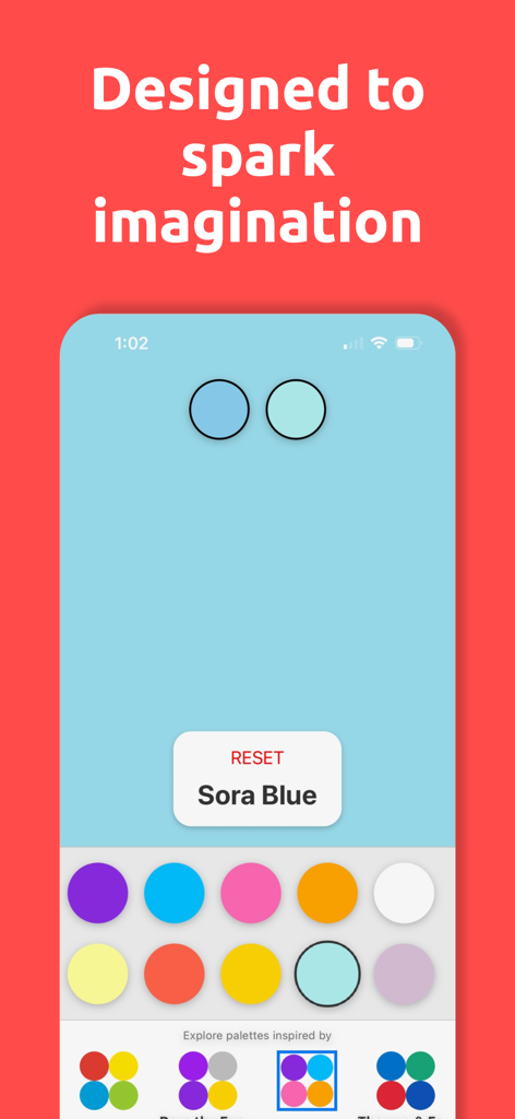 Color Mixer for Kids - Interfaz de la aplicación Color Mixer para Niños que muestra una paleta de colores y un lienzo para mezclar colores