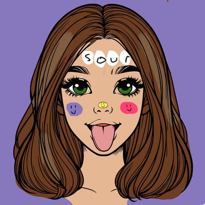 realistic girl with her tongue out