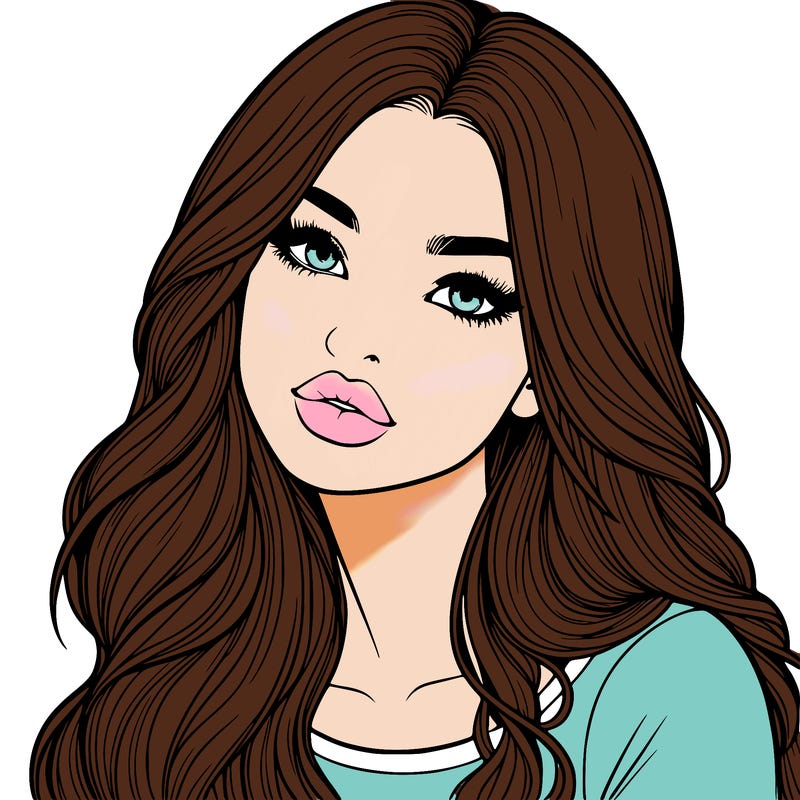 realistic girl with hair on her hair and lips